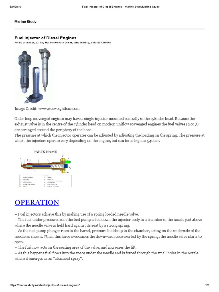 Marine Diesel Engine Fuel Injectors Explained | PDF | Fuel Injection ...