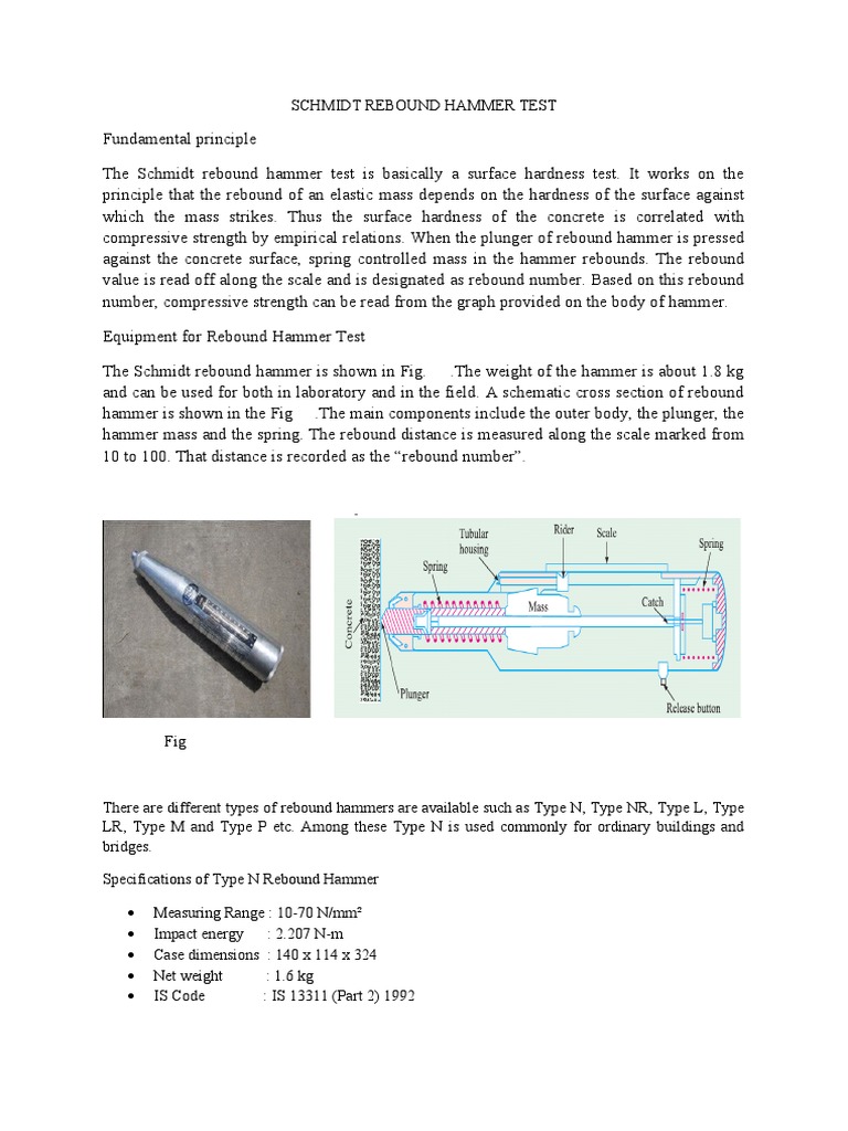 Concrete Strength Test Using Schmidt Rebound Hammer PDF Hammer
