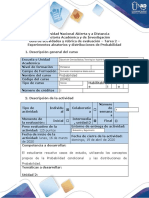 Guía de actividades y rúbrica de evaluación - Tarea 2 - Experimentos aleatorios y distribuciones de probabilidad. 