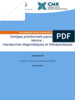Vertiges Positionnels Paroxystiques Benins - Manoeuvres Diagnostiques Et Therapeutiques - Argumentaire