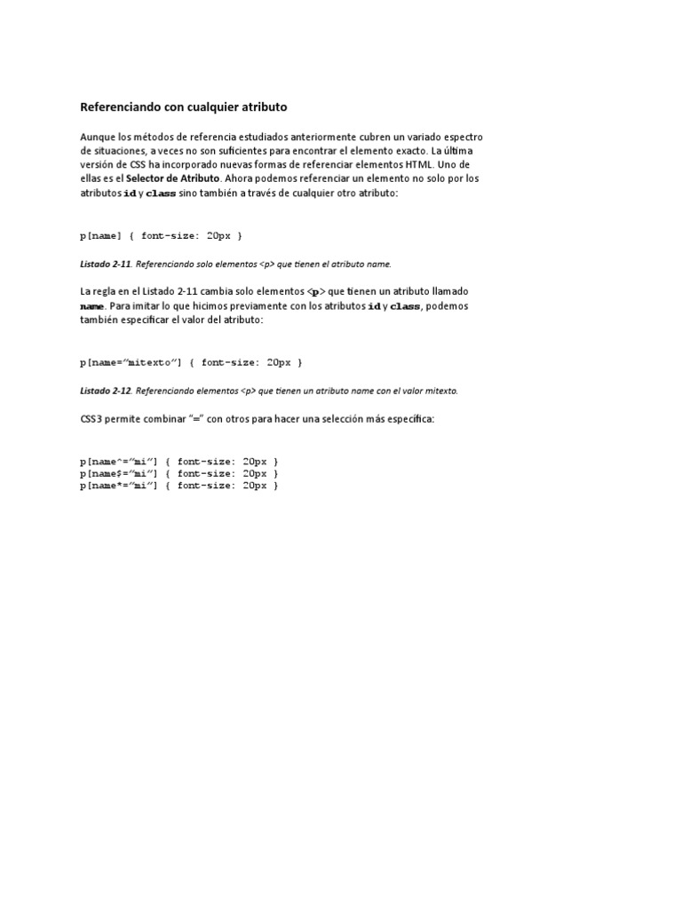 Selectores de Atributo en CSS | PDF | Métodos y materiales de enseñanza