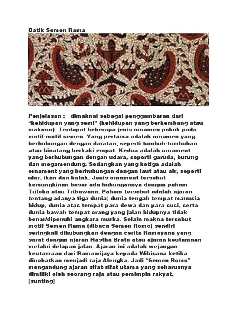 Makna dan Motif Batik Semen Rama | PDF