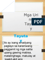 Uri NG Tayutay