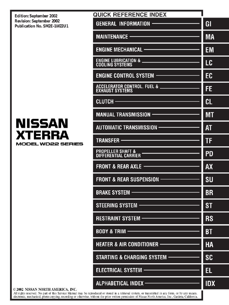 2003 NISSAN XTERRA REPAIR MANUAL PDF visual data 8