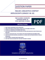 Pakistan English Linguistics Contest Adolescents Grade 9 10 PDF