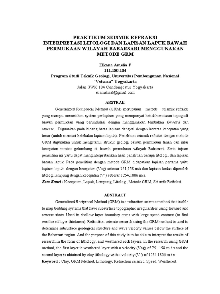 Metode GRM dalam Seismik Refraksi | PDF