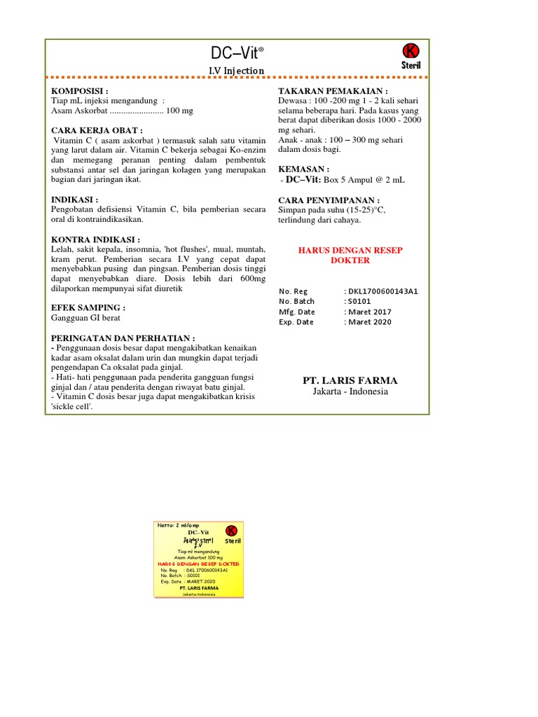 Brosur Vit C Inj | PDF