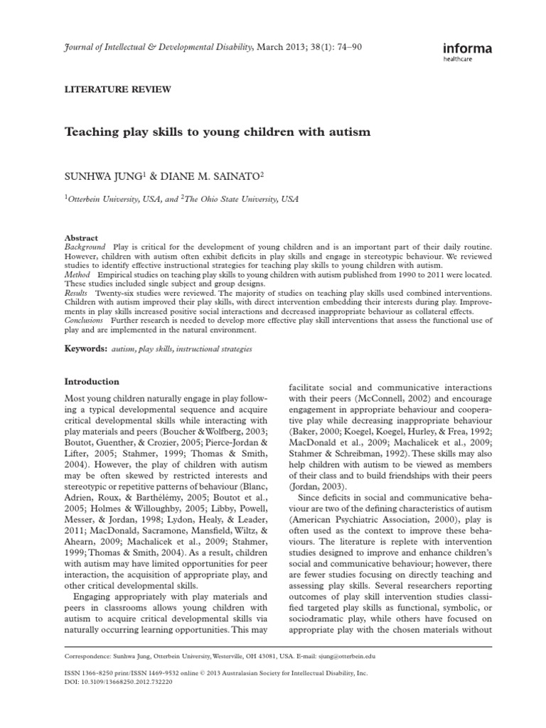 Teaching Play Skills To Young Children With Autism | PDF | Autism ...