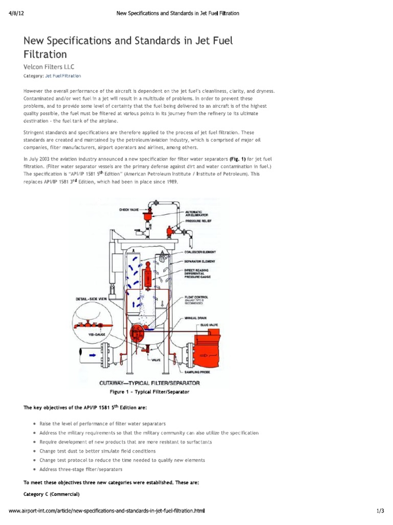 Note On API 1581 - New Specifications and Standards in Jet Fuel ...