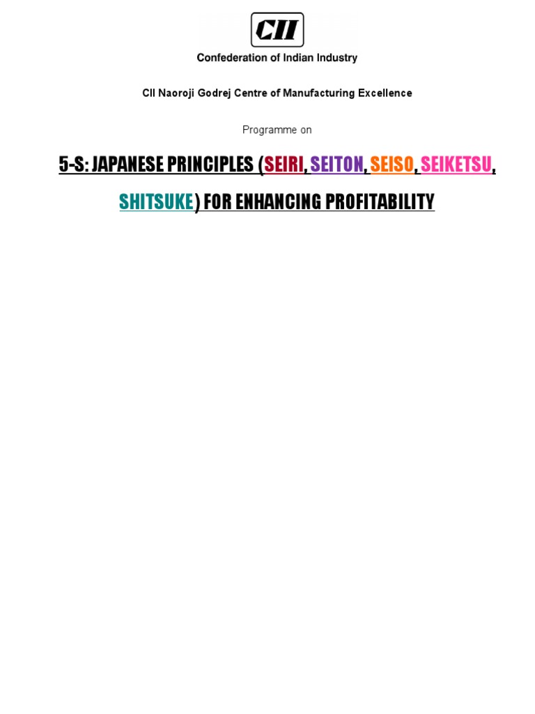 5 S Japanese Principles - 19 - 20 November 2019 | PDF | Business ...