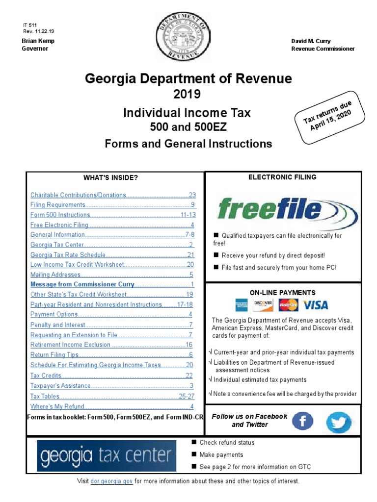 2019 It511 Individual Tax Booklet PDF PDF Tax In The United States Tax Refund