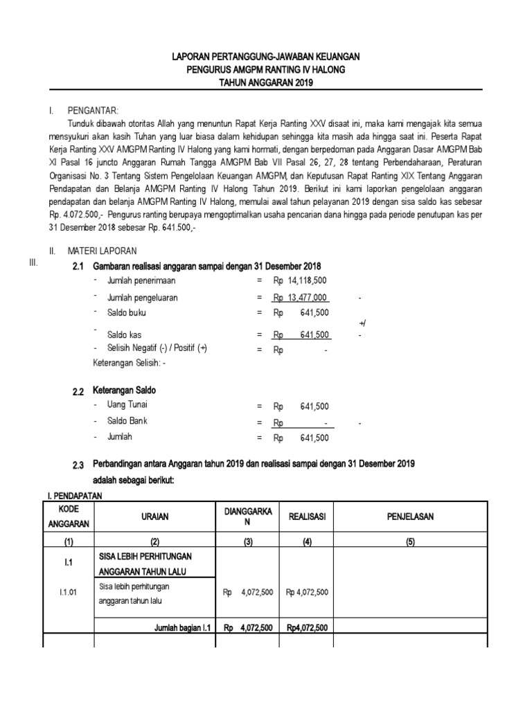 Laporan Pertanggungjawaban Keuangan | PDF