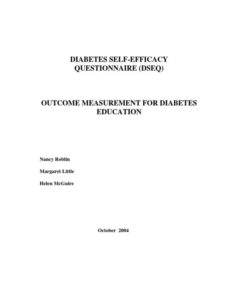 DSEQ: Measuring Diabetes Self-Efficacy | PDF | Self Efficacy | Survey ...