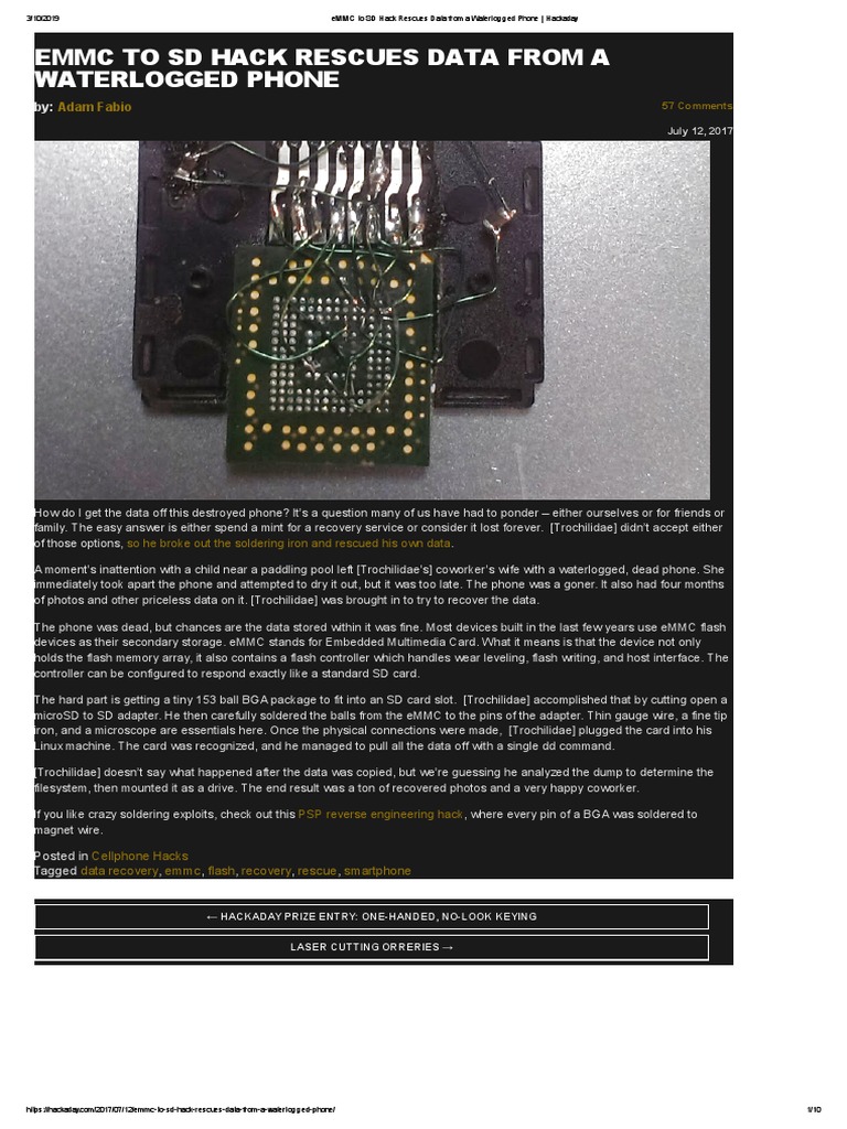 eMMC To SD Hack Rescues Data From A Waterlogged Phone - Hackaday | PDF ...