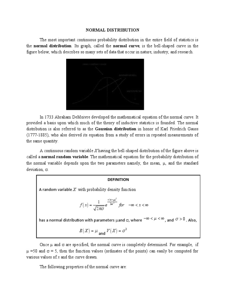 EDA01 Normal Distribution | PDF | Normal Distribution | Probability ...