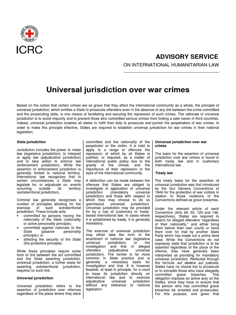 Universal Jurisdiction Icrc Eng PDF Jurisdiction International Law
