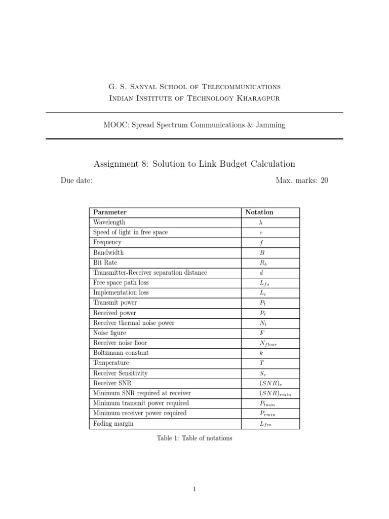 Link Budget Analysis for SNR Calculations | PDF | Decibel | Signal To ...