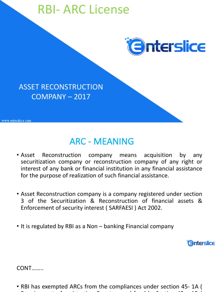 Asset Reconstruction Guide | PDF | Securitization | Reserve Bank Of India