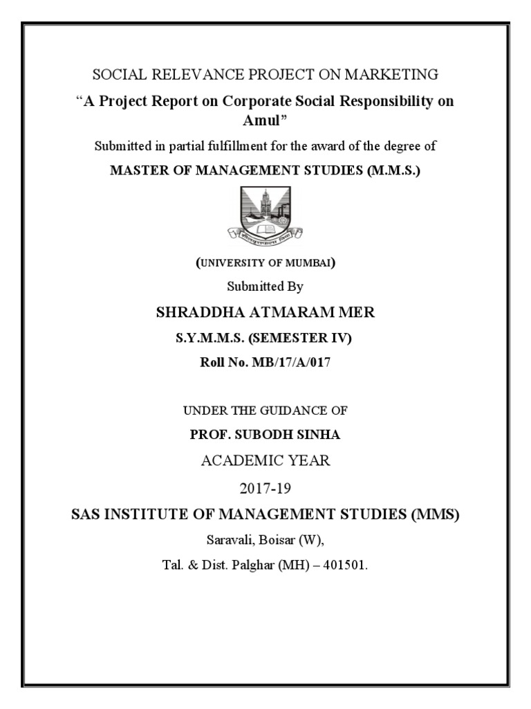 Amul's Corporate Social Responsibility Report | PDF | Corporate Social ...