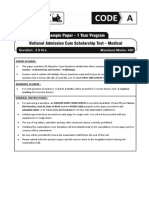 NAT SAMPLE PAPER I - 1 Year Medical PDF