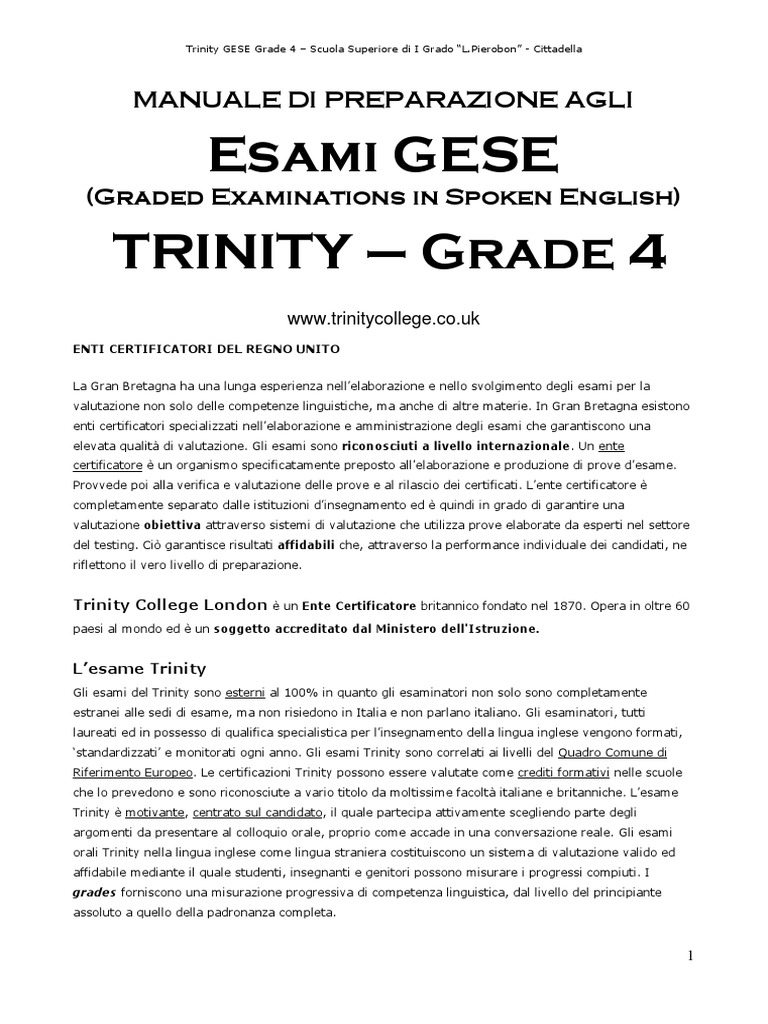 Manuale Di Preparazione Trinity Grade 4 PDF | PDF