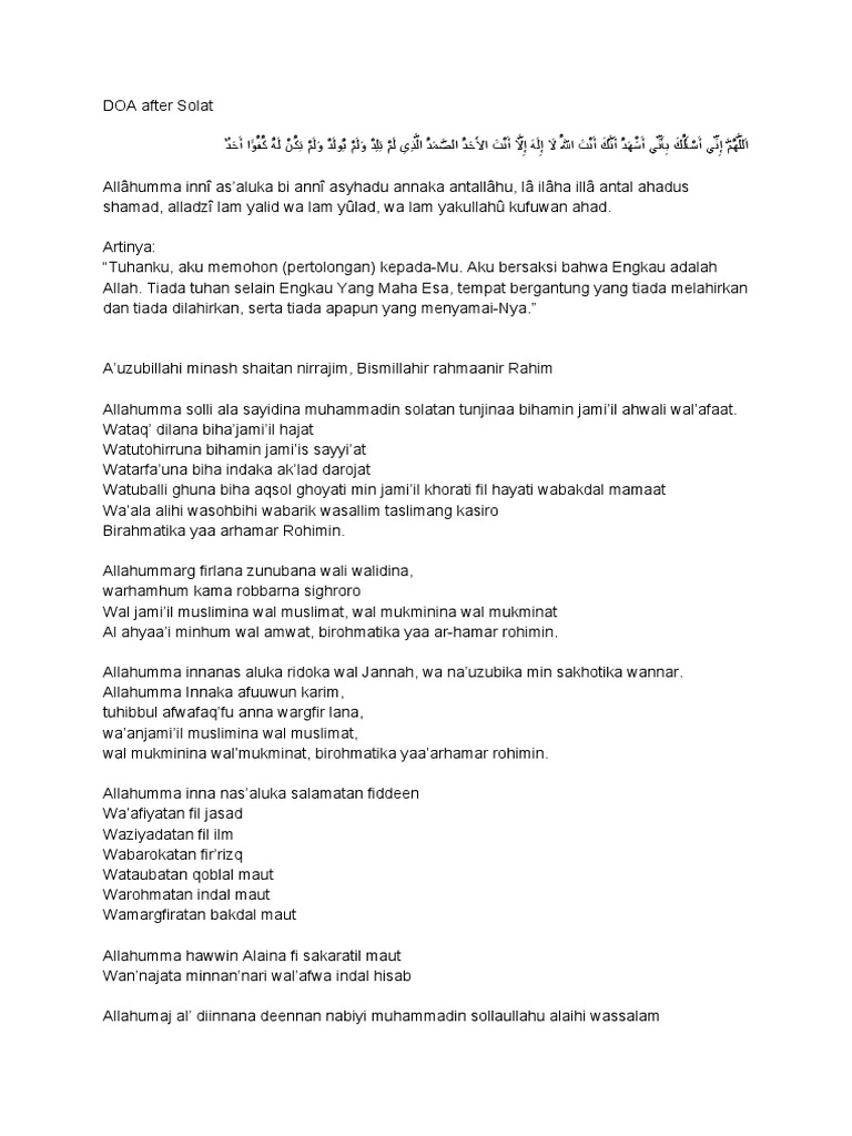 Doa After Solat Pdf Semitic Words And Phrases Religious Behaviour And Experience