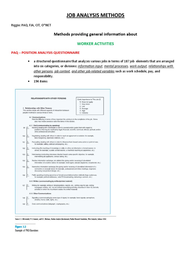 Job Analysis Methods Overview | PDF | Information | Applied Psychology