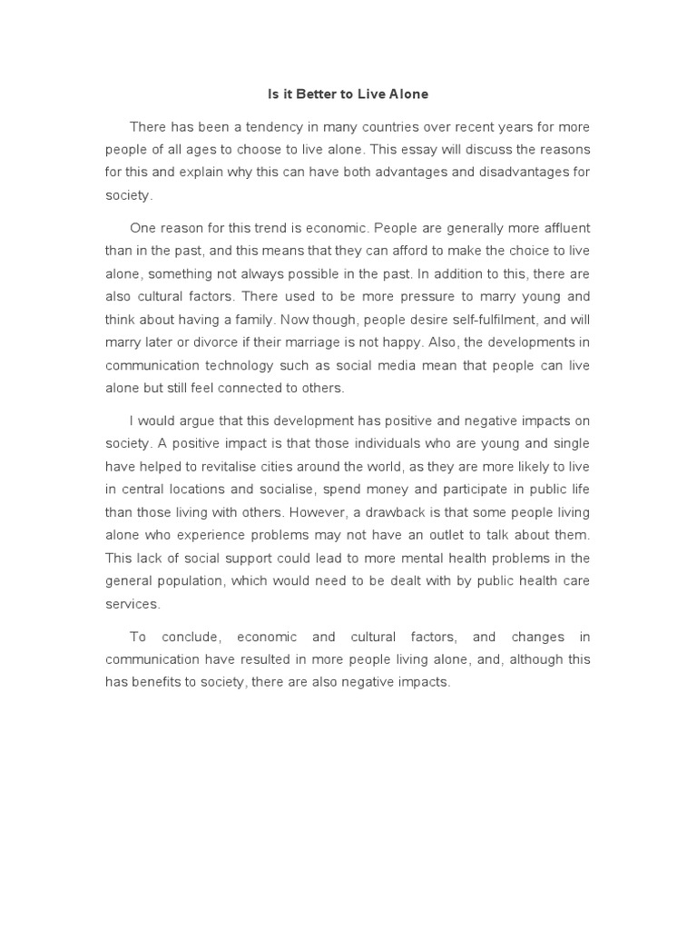 Is It Better To Live Alone PDF