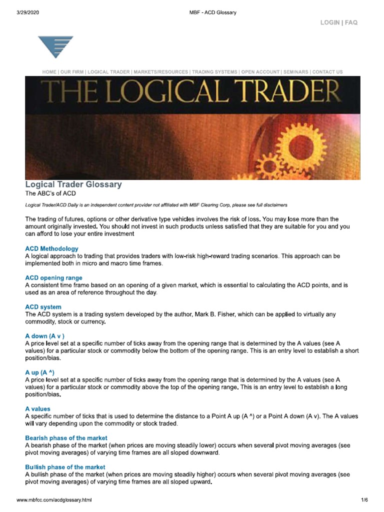 ACD Trading Strategy - Glossary | PDF