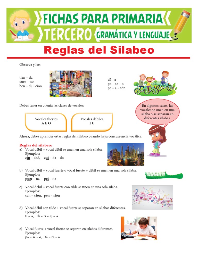 Reglas de Silabeo para Niños | PDF | Vocal | Voz humana