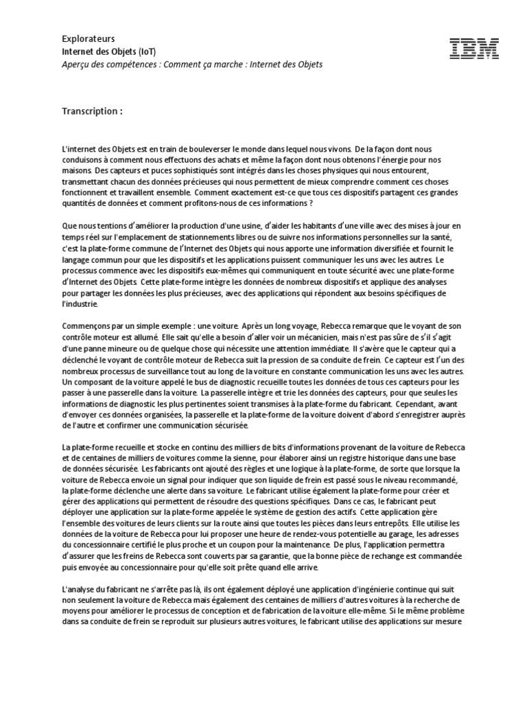 Fonctionnement de l'Internet des Objets | PDF | Internet des objets ...