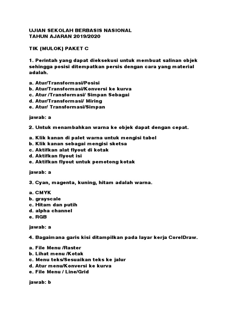 Soal Usbk Tik Pc 19 20 Pdf