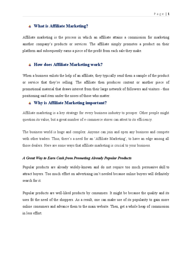Affiliate Marketing Pdf Affiliate Marketing Marketing
