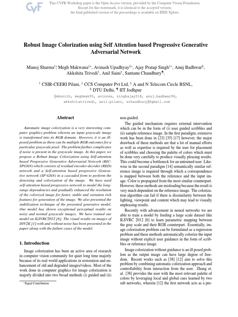 Robust Image Colorization with SP-GAN | PDF | Artificial Neural Network ...