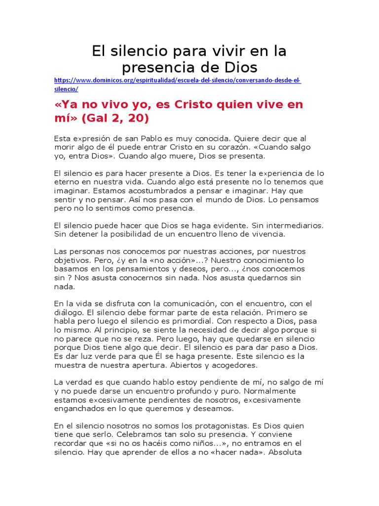 El Silencio para Vivir en La Presencia de Dios | PDF | Dios | Cristo ...