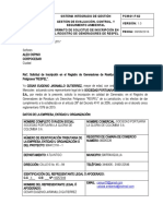 Formato de Inscripcion de Registro Generadores de RESPEL