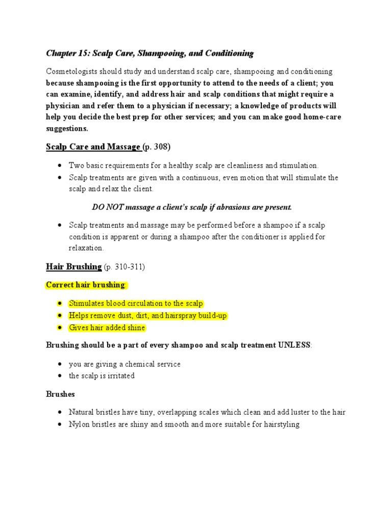 Cos Chapter 15 Scalp Care Shampooing and Conditioning PDF PDF