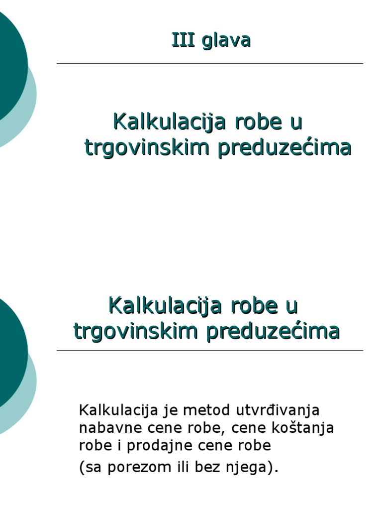 Kalkulacija Robe U Trgovinskim Preduzecima | PDF