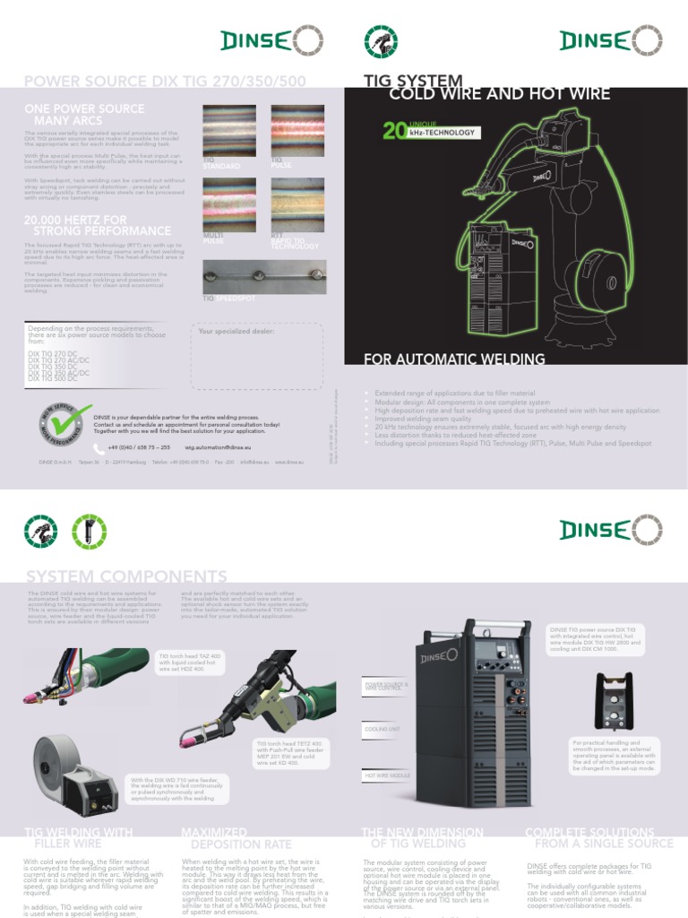 Dinse Hot Wire TIG System PDF | PDF | Welding | Construction