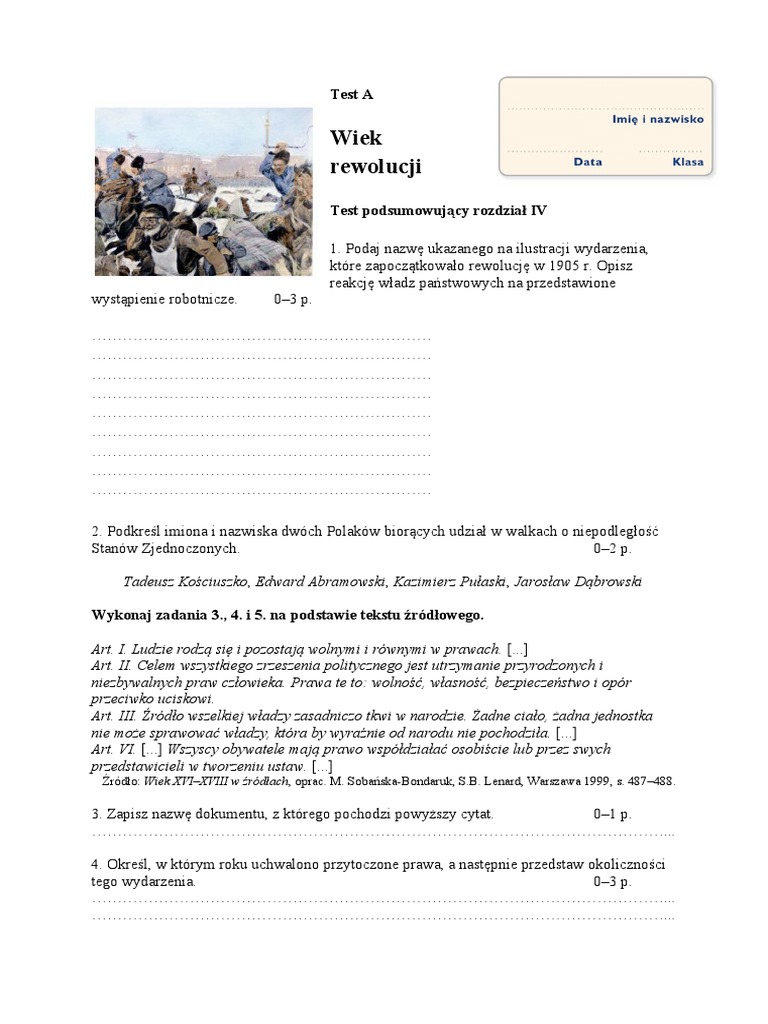 Kartkówka Z Wieków Historia Klasa 4