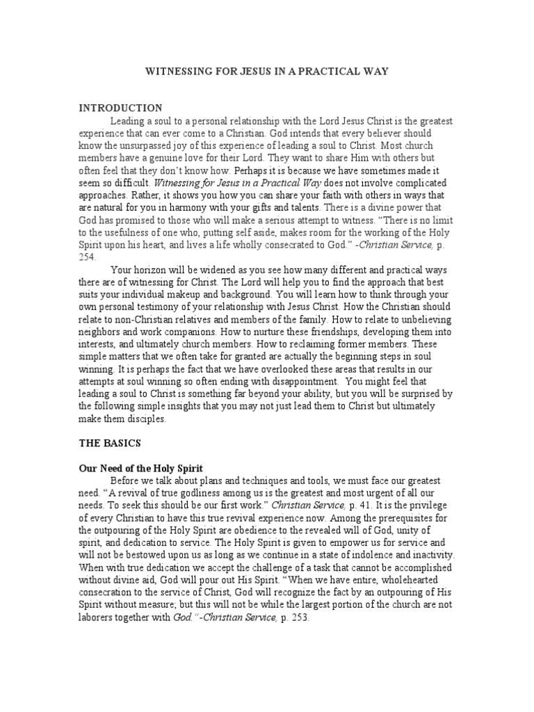 Witnessing For Jesus in A Practical Way | PDF | Spiritual Gift | Jesus