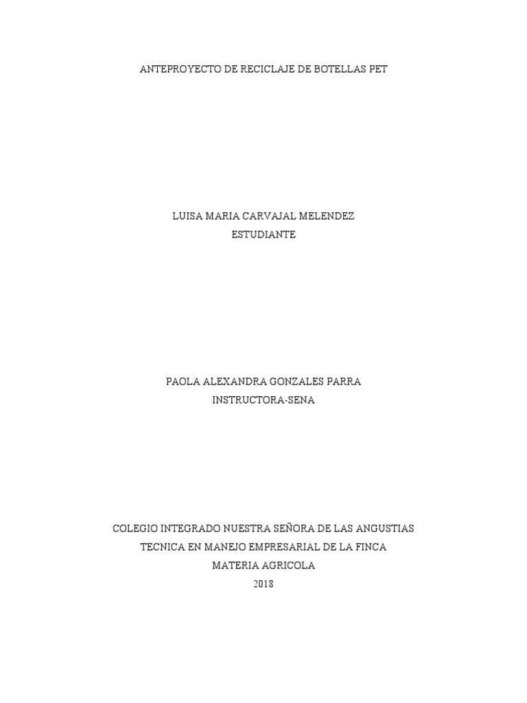 Proyecto de Reciclaje de Botellas PET | PDF | El plastico | Reciclaje