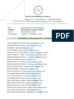 Escola de Formação Cristã e Metodologia de Trabalho Científico