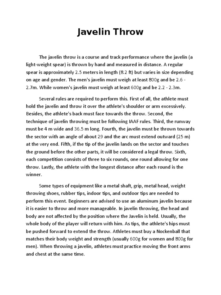 Javelin Throw Essay PDF