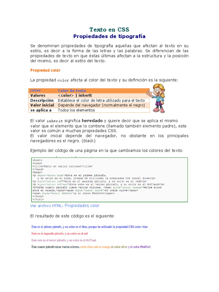Propiedades Texto en CSS | PDF | Hojas de estilo en cascada | HTML