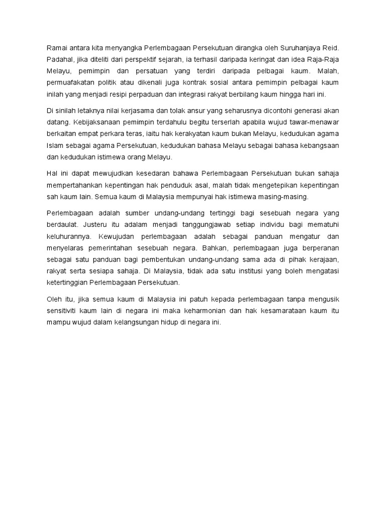 Ramai Antara Kita Menyangka Perlembagaan Persekutuan Dirangka Oleh Suruhanjaya Reid Pdf