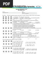 Grade 5 Fourth Quarter Math Test | PDF | Volume | Area
