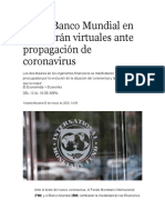 FMI y Banco Mundial en Abril Serán Virtuales Ante Propagación de Coronavirus