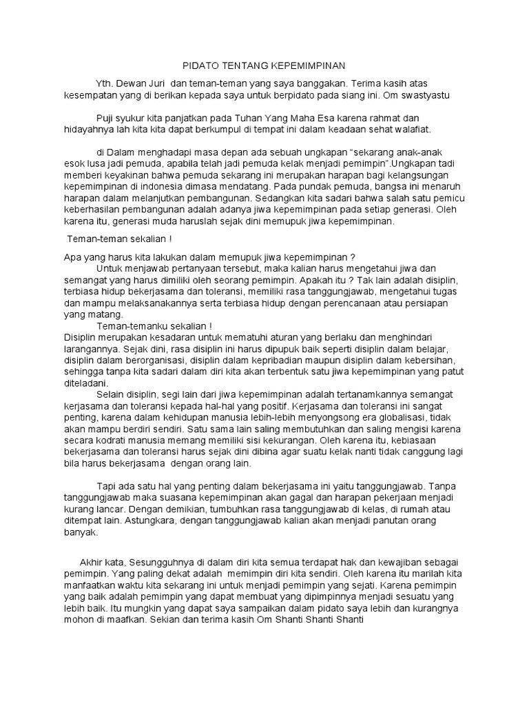 Pidato Kepemimpinan PDF