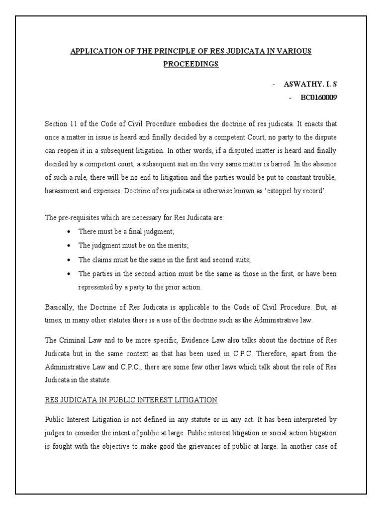 Res Judicata in Legal Proceedings | PDF | Res Judicata | Lawsuit